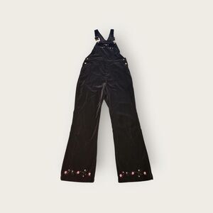 Cherokee Women's Black Overalls with Floral print Vintage Y2k